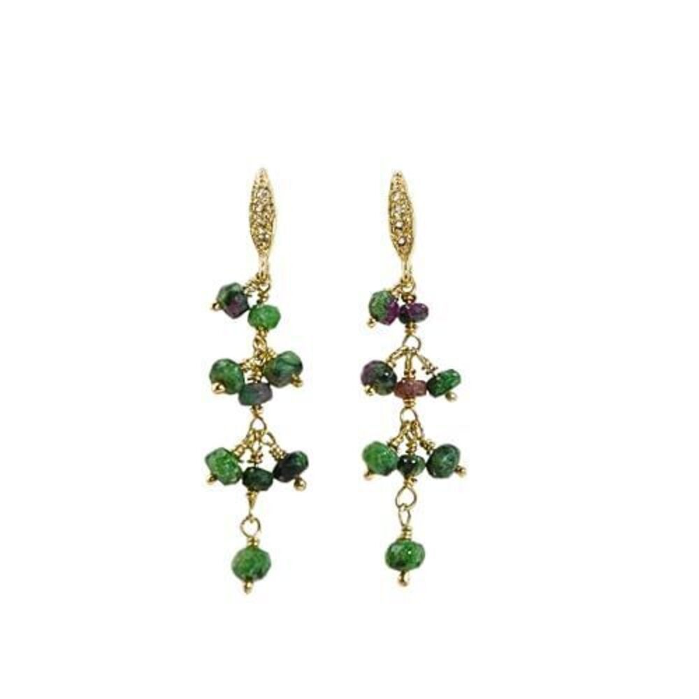 9132 Ruby Zoisite Earrings Wicked Merch Jewelry - 18K Gold Ruby Zoisite